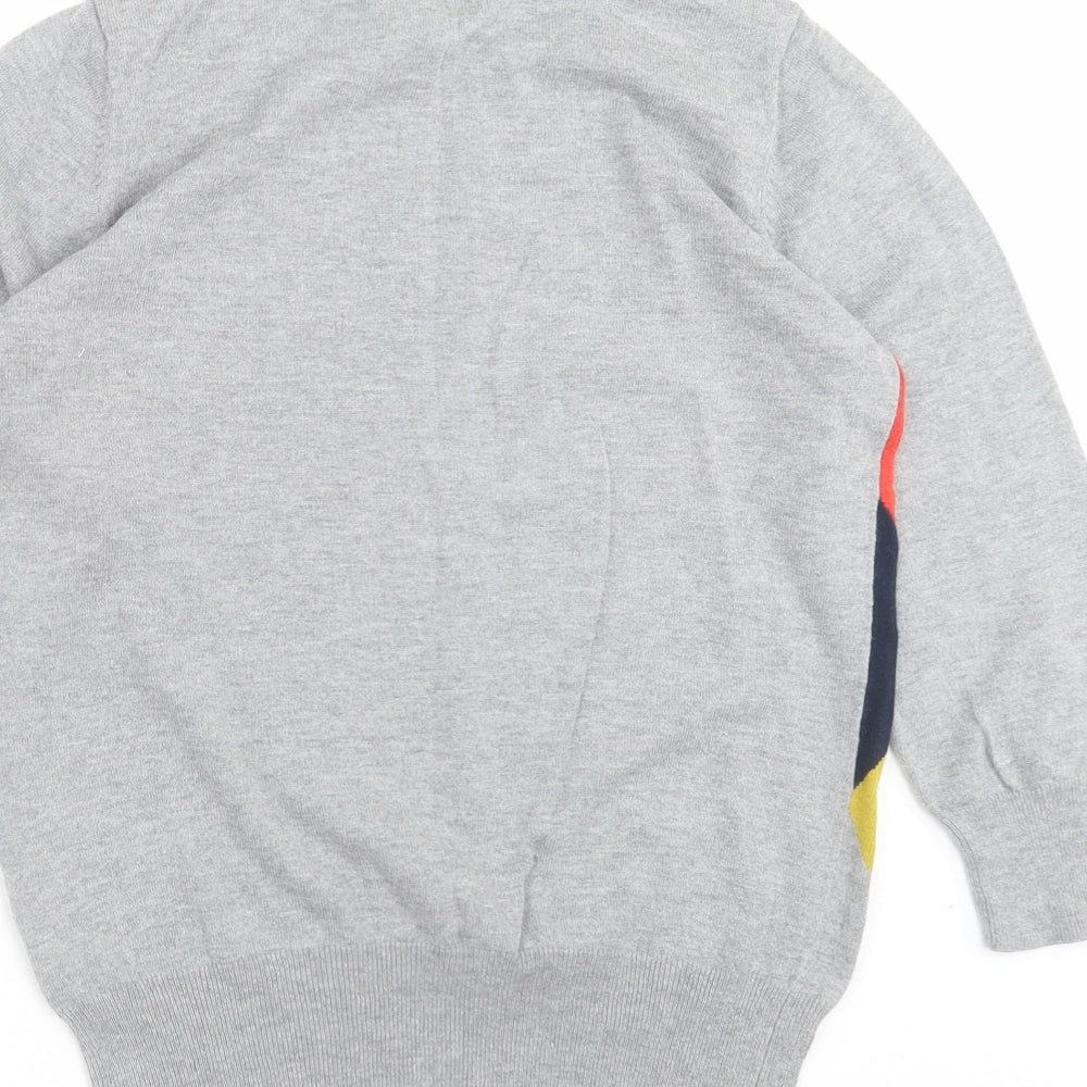 NEXT Womens Grey Boat Neck Geometric Cotton Pullover Jumper Size 10