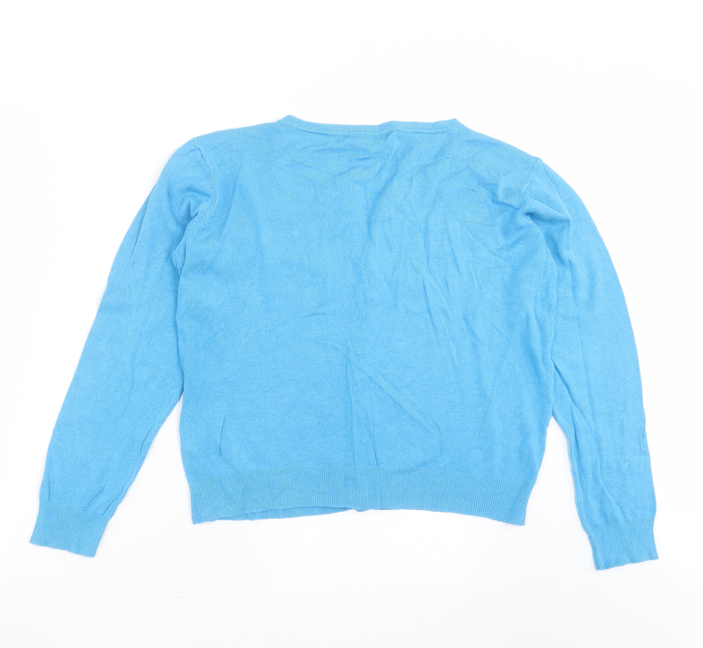 Primark Womens Blue Round Neck  Viscose Cardigan Jumper Size 14