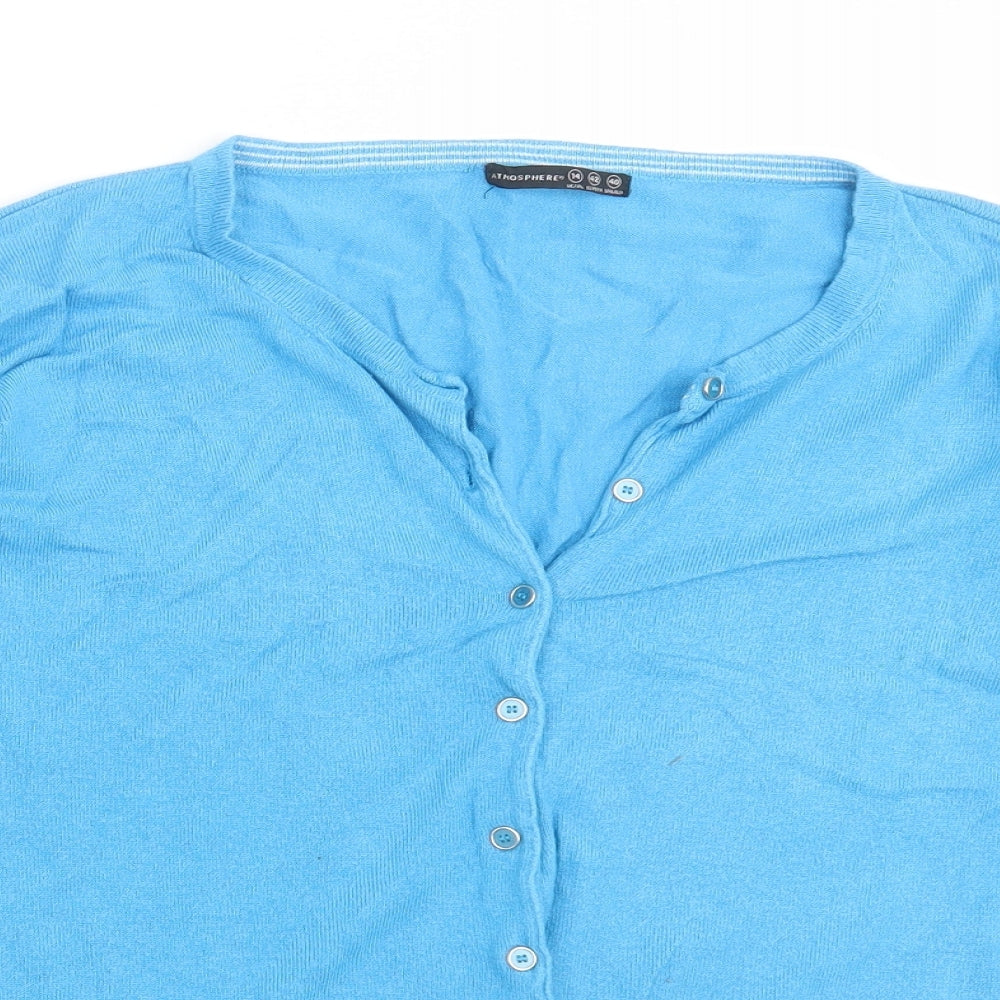 Primark Womens Blue Round Neck  Viscose Cardigan Jumper Size 14