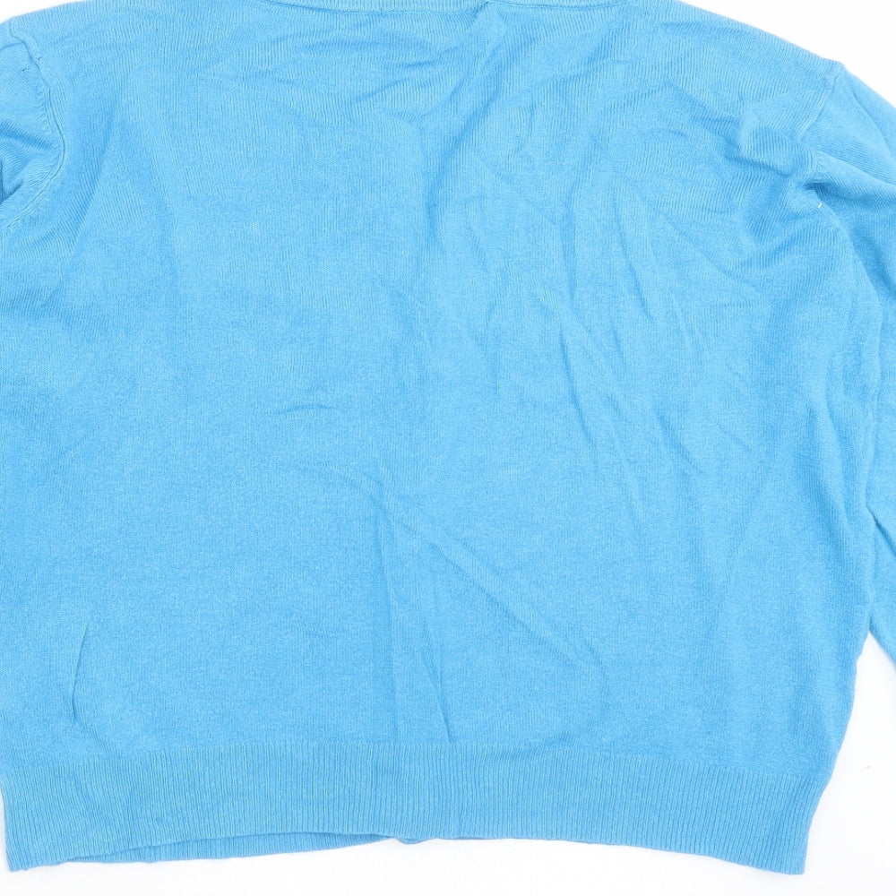 Primark Womens Blue Round Neck  Viscose Cardigan Jumper Size 14