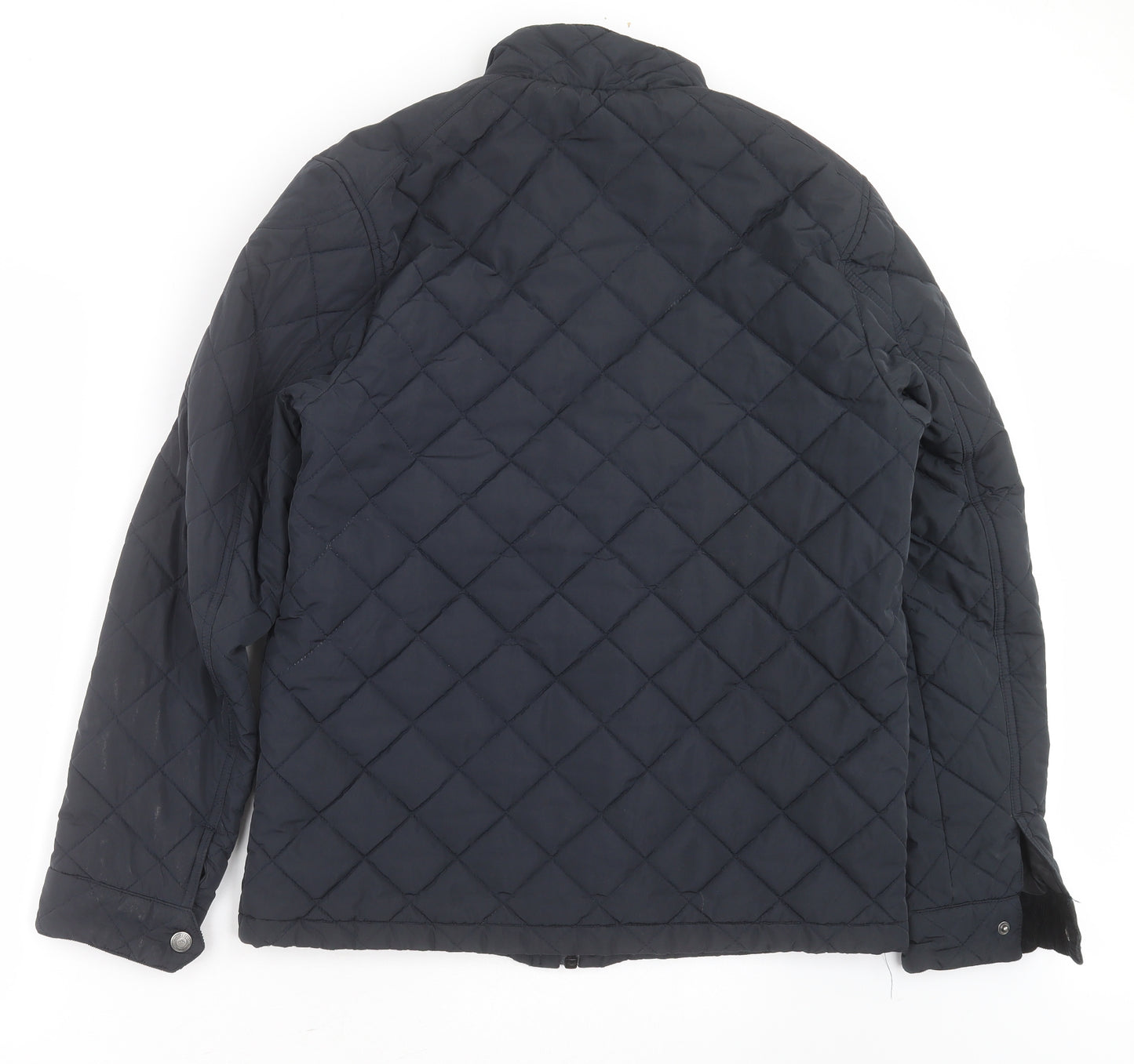 NEXT Mens Blue Argyle/Diamond  Quilted Jacket Size M  Zip