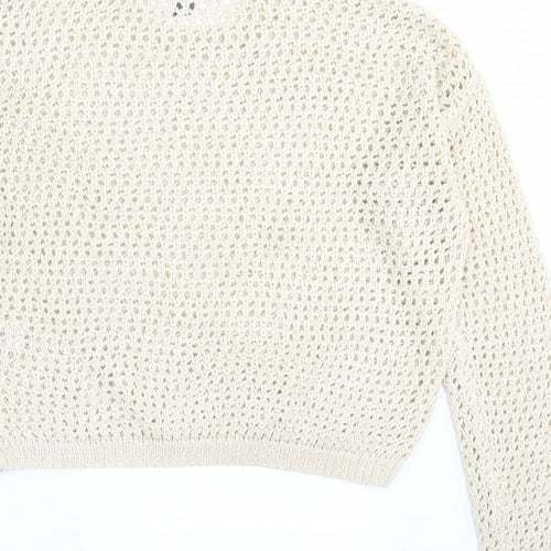Primark Womens Beige Round Neck  Acrylic Pullover Jumper Size XS