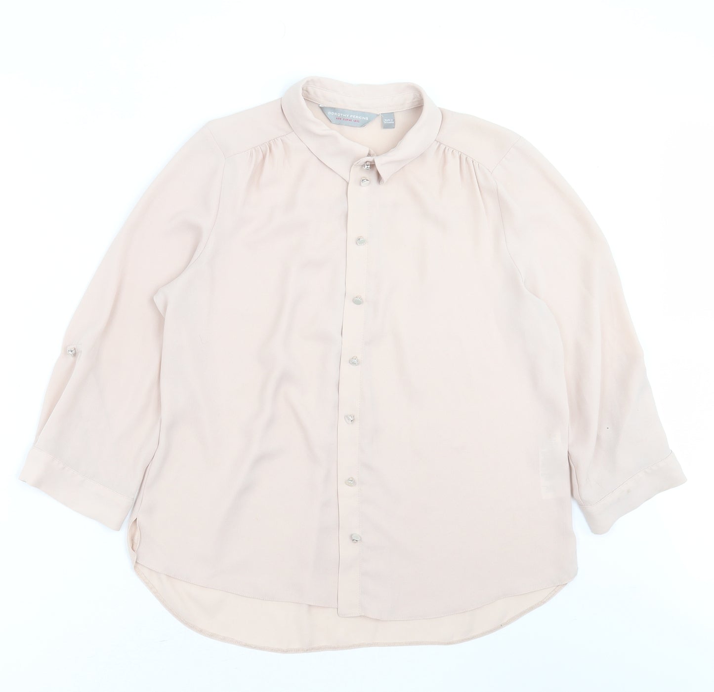 Dorothy Perkins Womens Pink  Polyester Basic Blouse Size 12 Collared