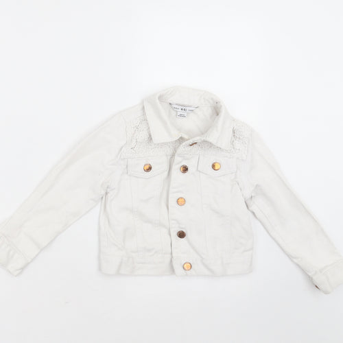 Primark Girls White   Jacket  Size 4-5 Years  Button