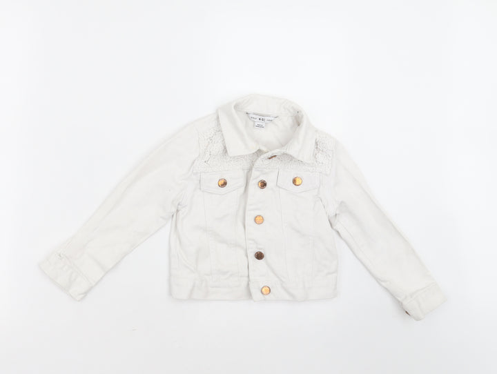Primark Girls White   Jacket  Size 4-5 Years  Button