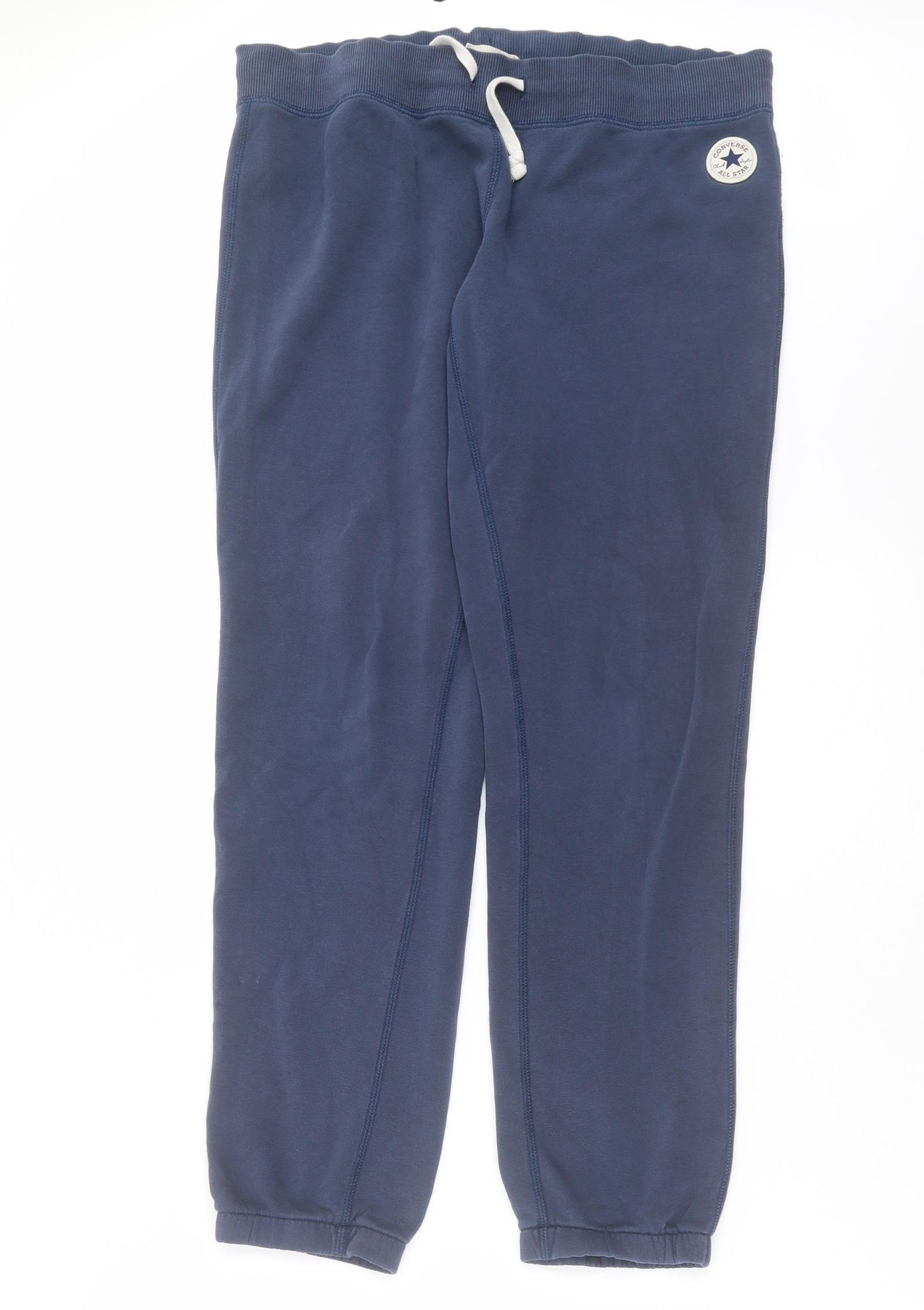Converse Womens Blue  Cotton Jogger Trousers Size M L31 in Regular Drawstring