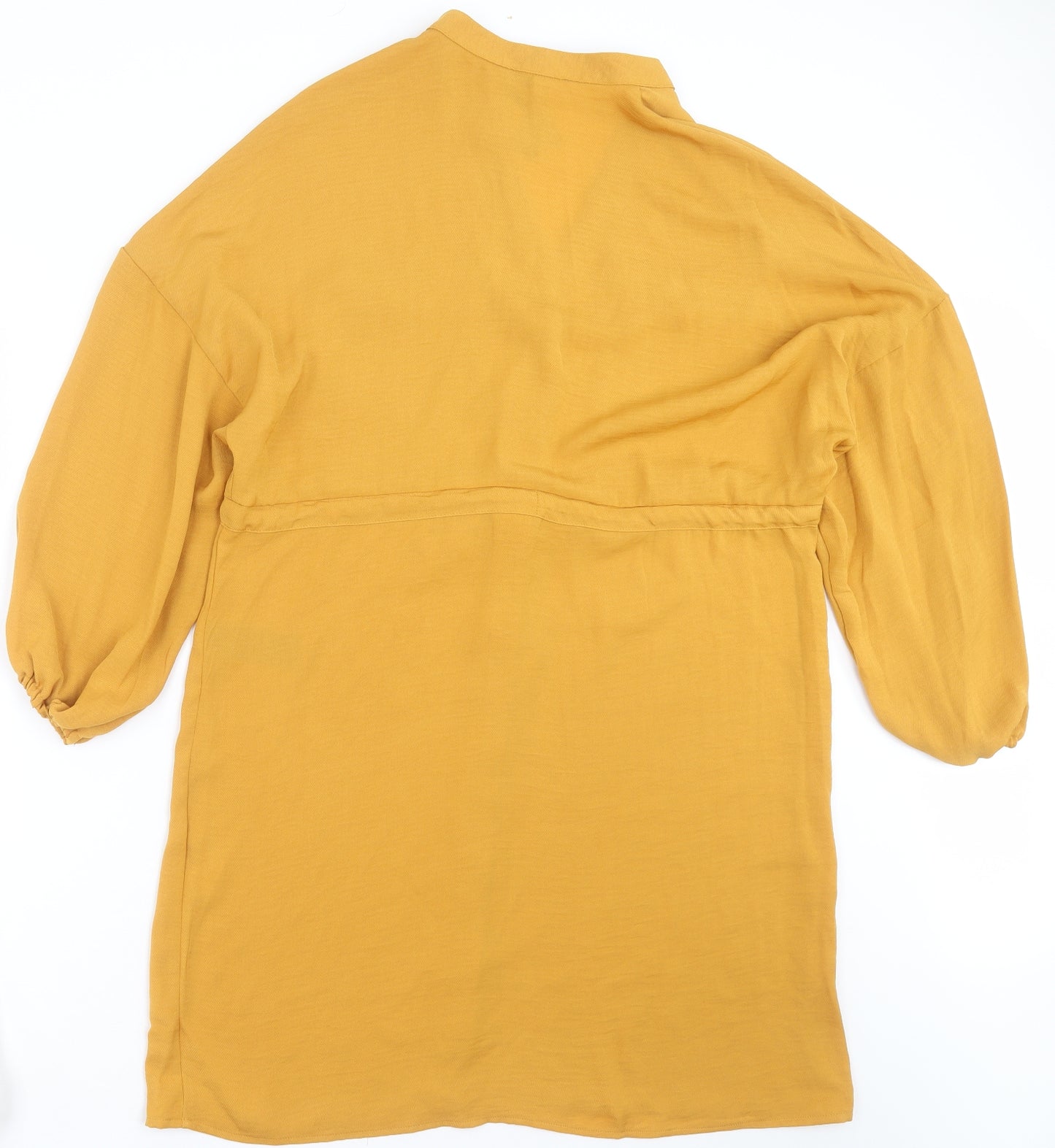 Primark Womens Yellow  Polyester Shirt Dress  Size 12  Round Neck  - mustard colour