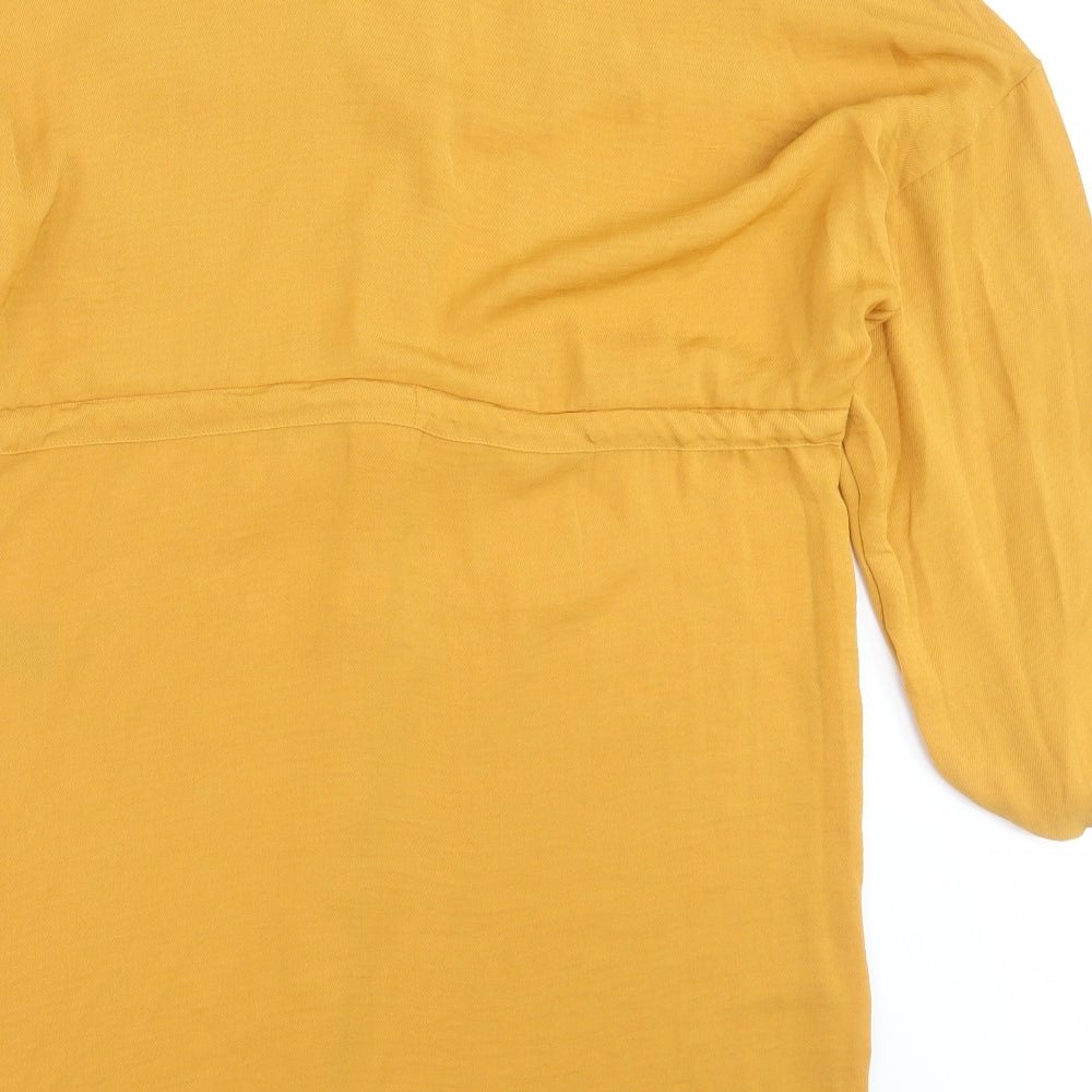 Primark Womens Yellow  Polyester Shirt Dress  Size 12  Round Neck  - mustard colour