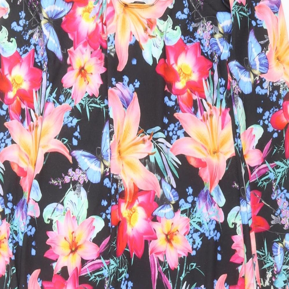 Lipsy Womens Multicoloured Floral Polyester Bodycon  Size 12  Round Neck