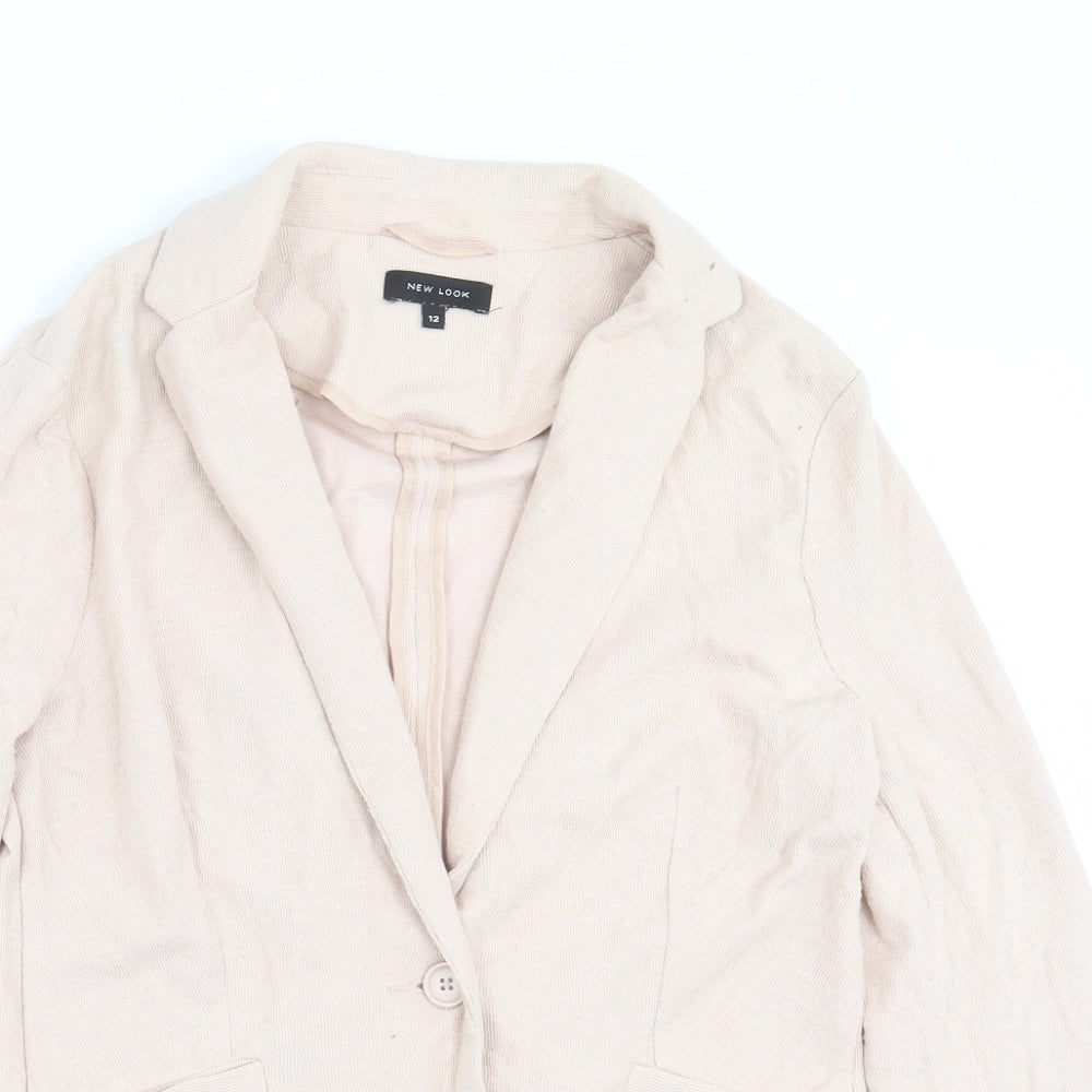 New Look Womens Beige   Jacket Blazer Size 12  Button