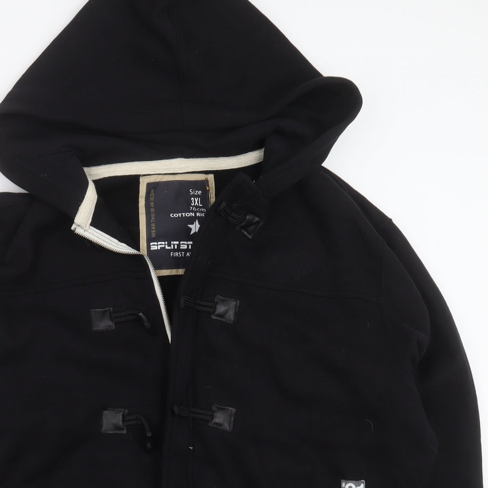splitstar Mens Black  Cotton Full Zip Hoodie Size 3XL