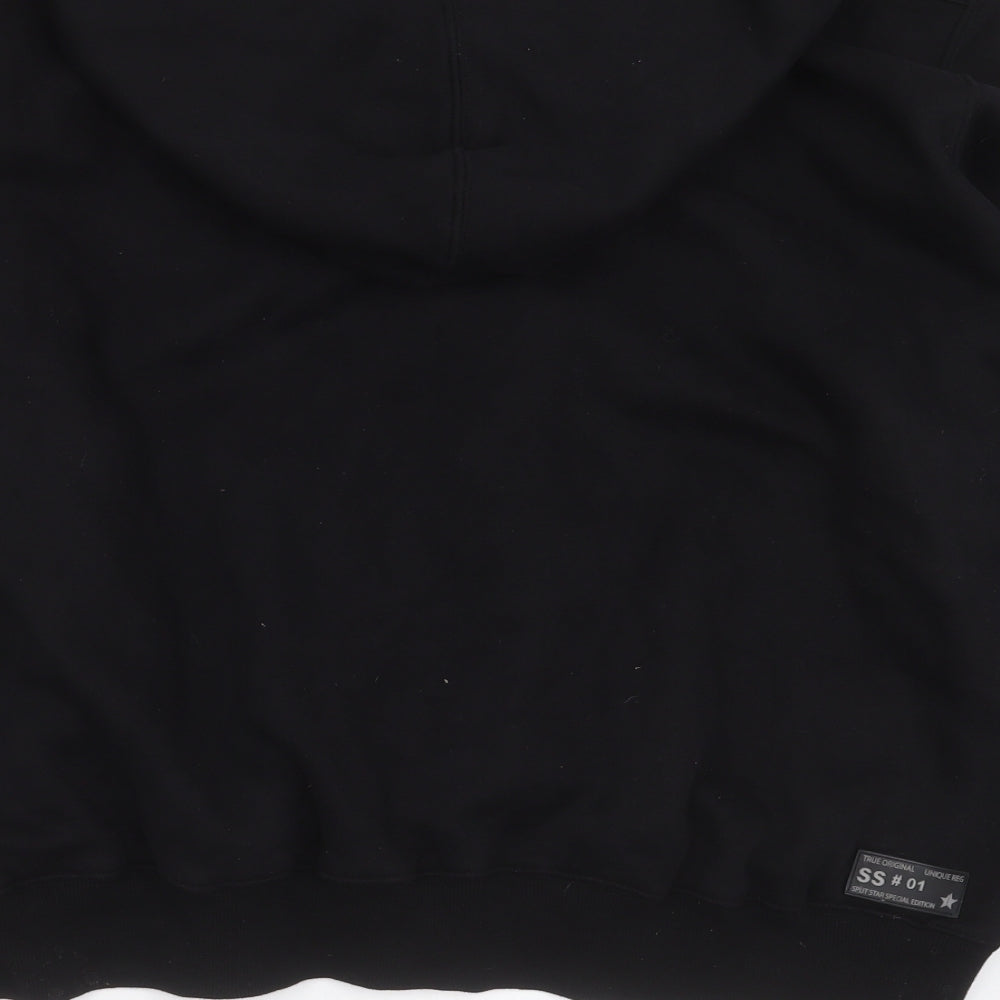 splitstar Mens Black  Cotton Full Zip Hoodie Size 3XL