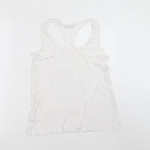 NEXT Womens White Striped Viscose Basic Tank Size 12 Round Neck - sequins