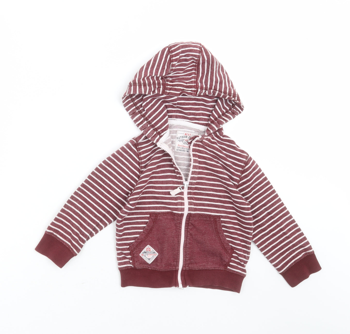 NEXT Boys Purple Striped Cotton Full Zip Hoodie Size 2-3 Years  Zip