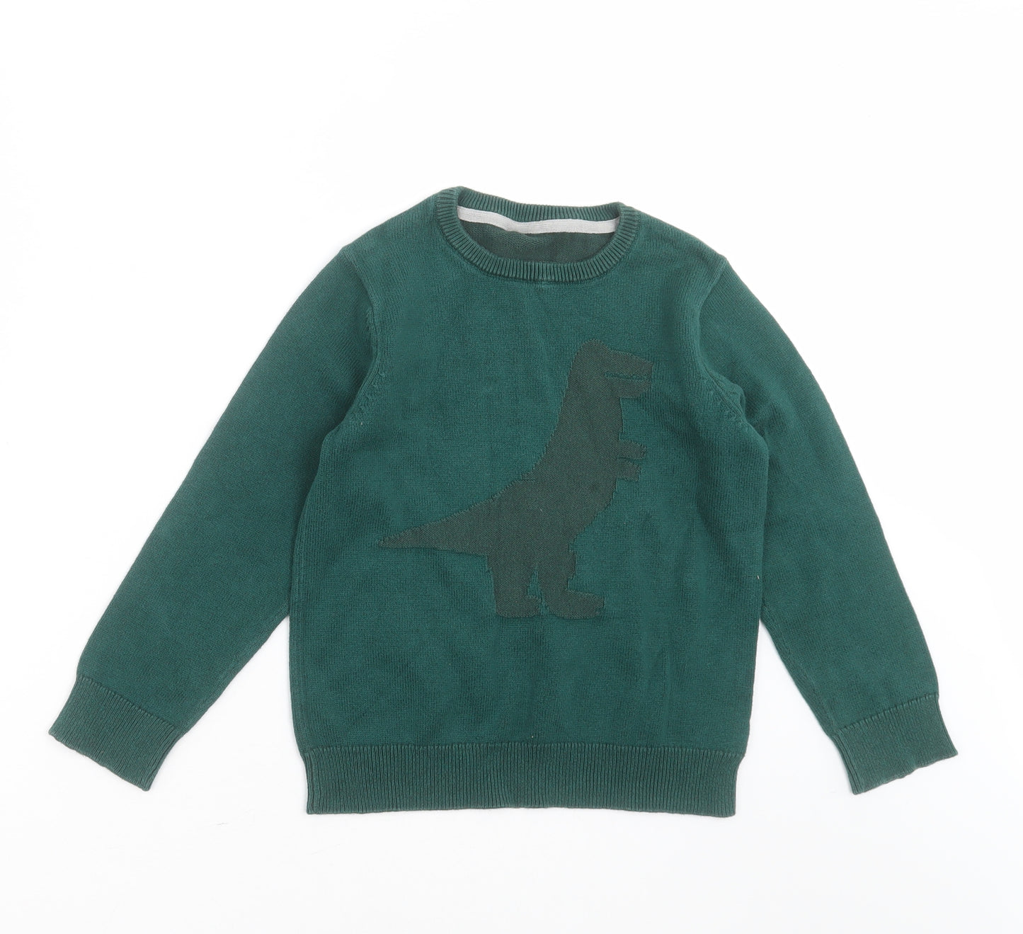 Mothercare Boys Green Round Neck  Cotton Pullover Jumper Size 7-8 Years   - dinosaur