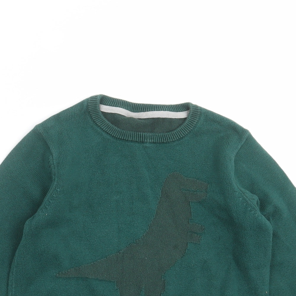 Mothercare Boys Green Round Neck  Cotton Pullover Jumper Size 7-8 Years   - dinosaur