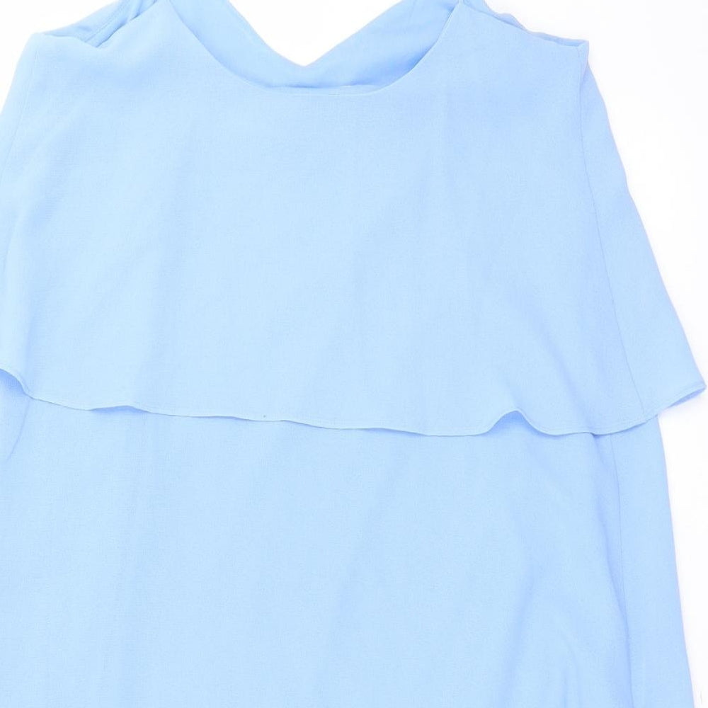 Mango Womens Blue  Polyester Camisole Blouse Size S V-Neck