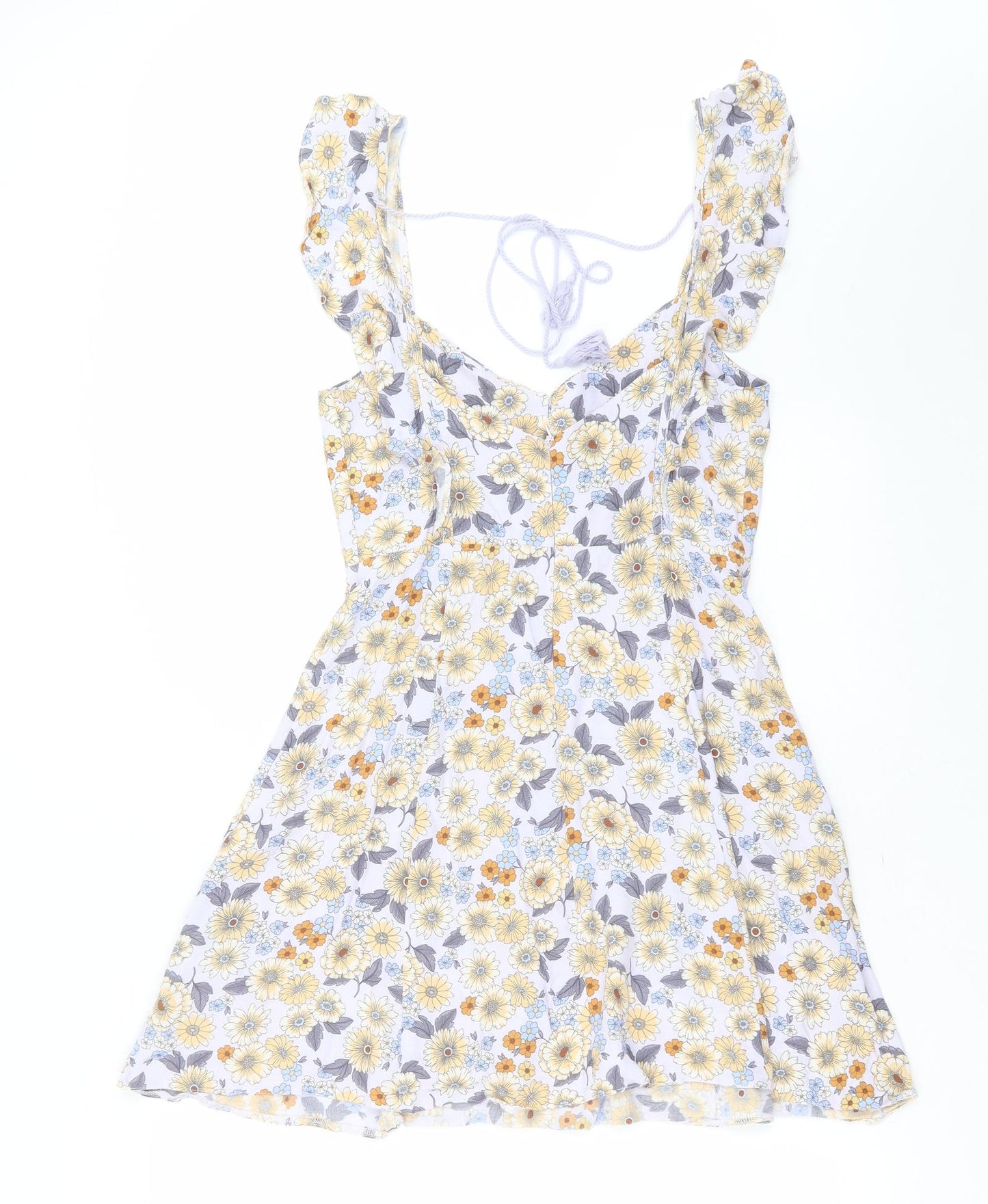 Nobody's Child Womens Purple Floral Viscose Skater Dress  Size 10  V-Neck
