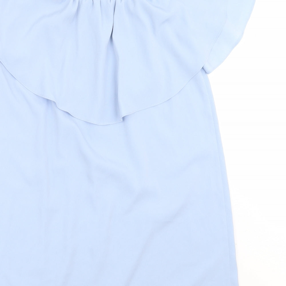 Topshop Womens Blue  Polyester Basic Blouse Size 10 Round Neck