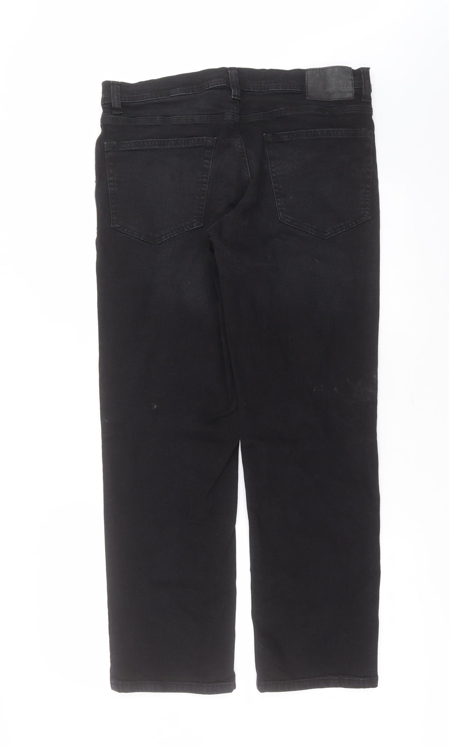 F&F Mens Black  Cotton Straight Jeans Size 36 in L30 in Relaxed Zip - Loose Fit