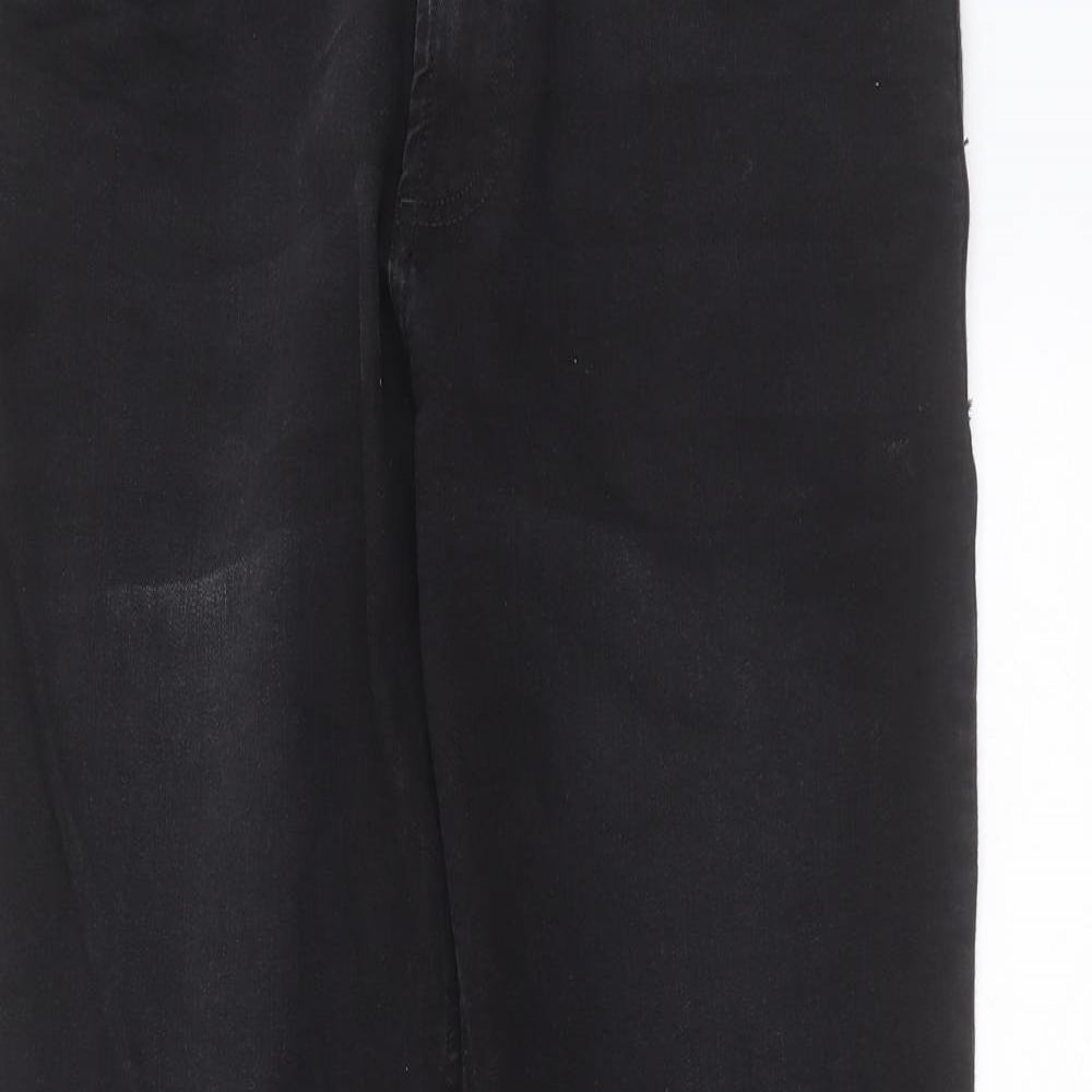 F&F Mens Black  Cotton Straight Jeans Size 36 in L30 in Relaxed Zip - Loose Fit