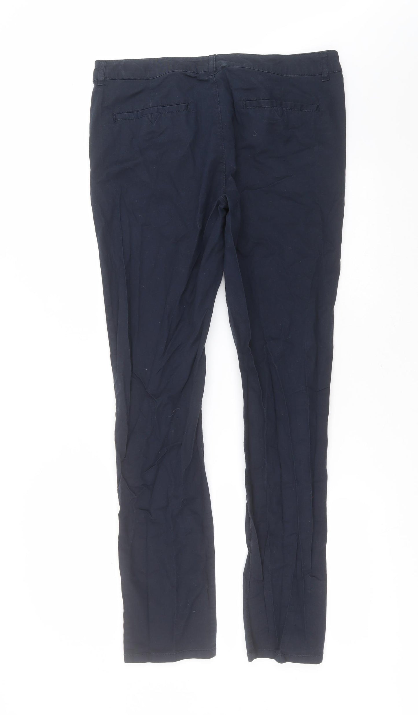 ASOS Mens Blue  Cotton Chino Trousers Size 34 in L32 in Regular Button
