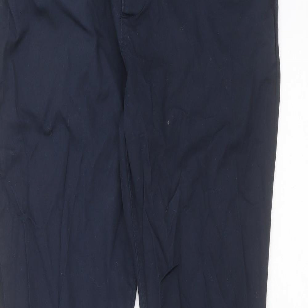 ASOS Mens Blue  Cotton Chino Trousers Size 34 in L32 in Regular Button