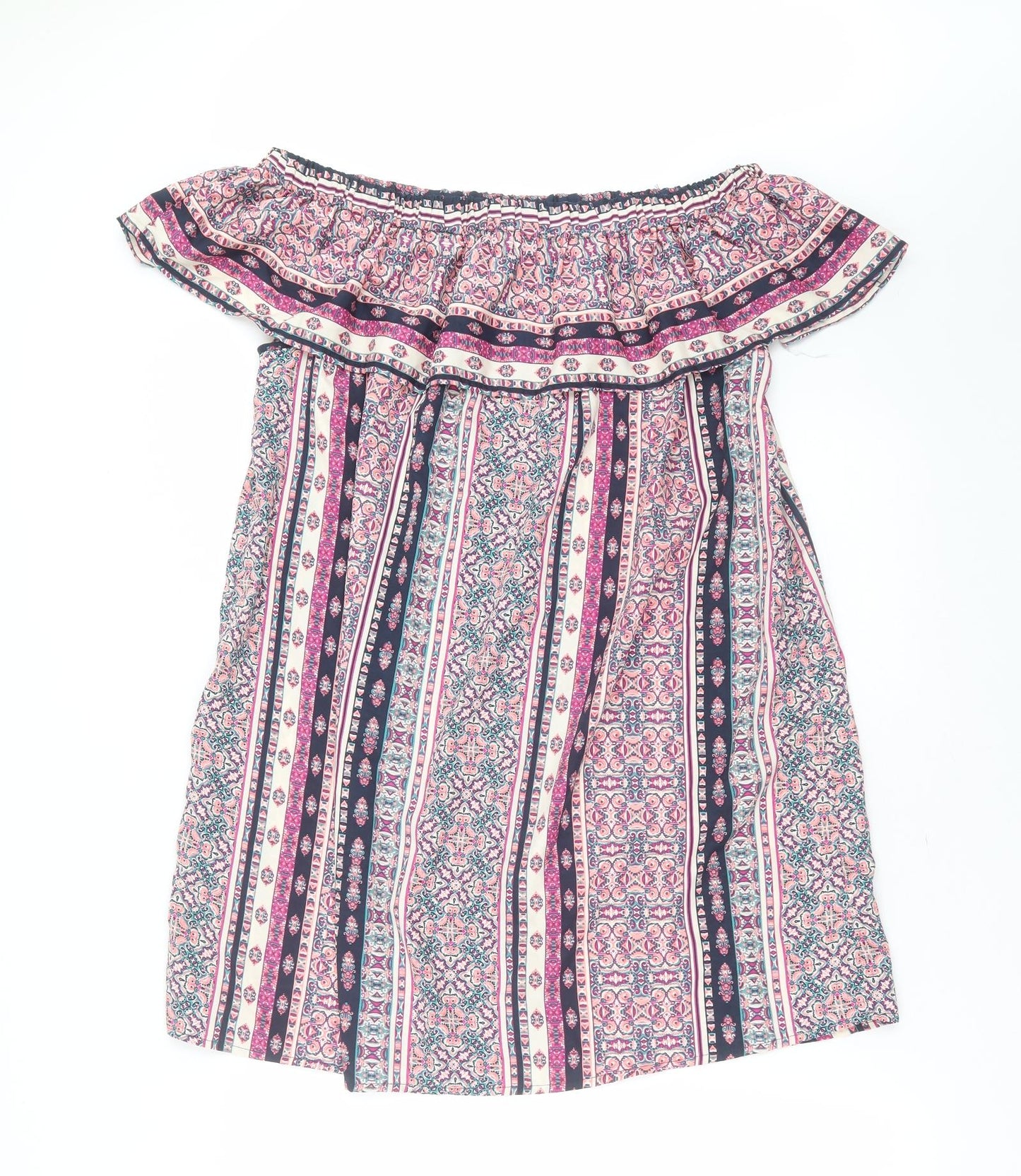 Primark Womens Multicoloured Geometric Polyester Trapeze & Swing  Size 16  Off the Shoulder