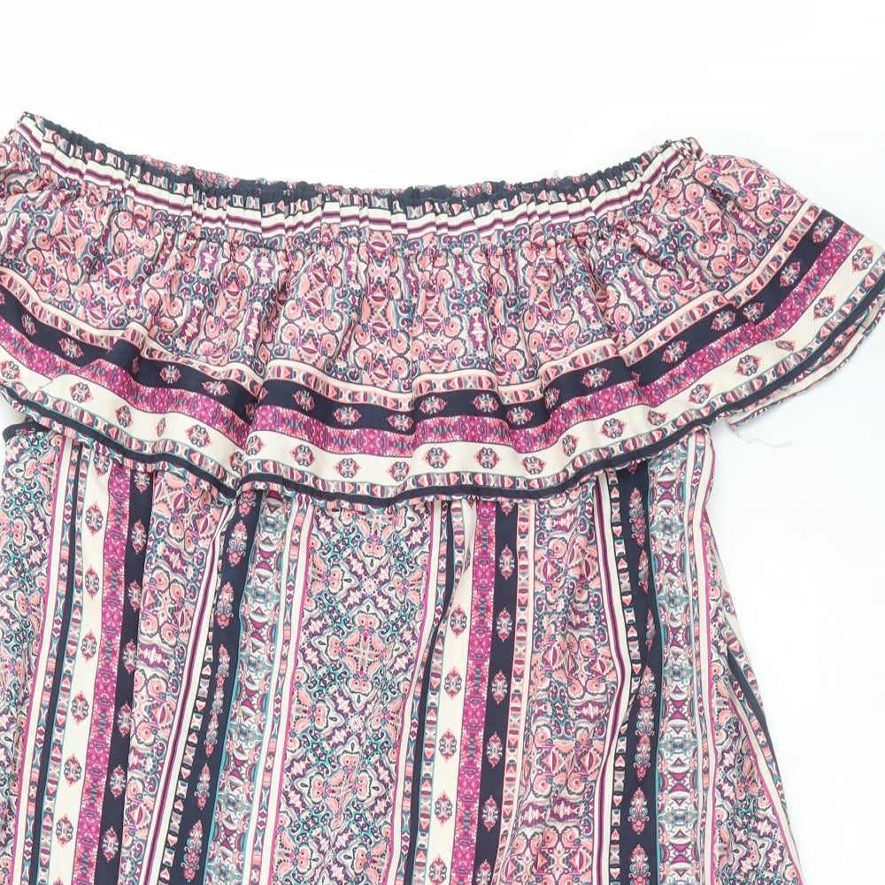Primark Womens Multicoloured Geometric Polyester Trapeze & Swing  Size 16  Off the Shoulder