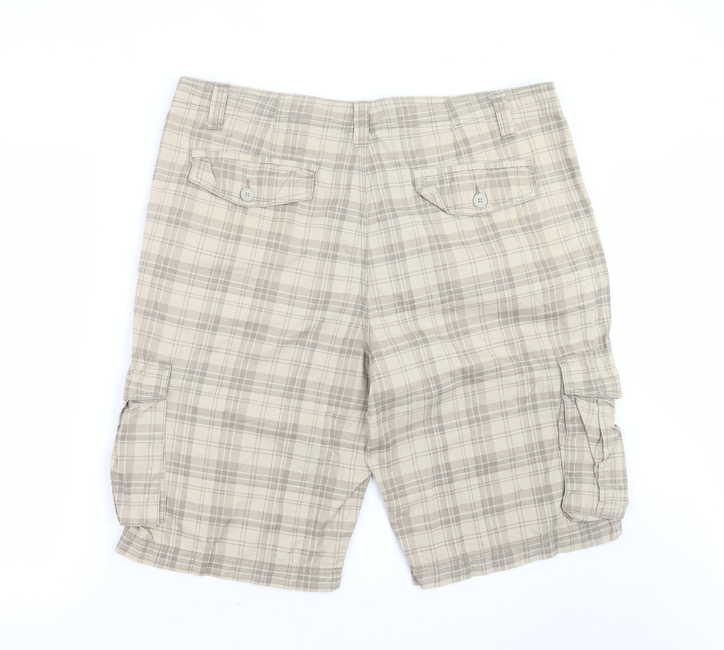George Mens Beige Check Cotton Cargo Shorts Size 38 in L12 in Regular