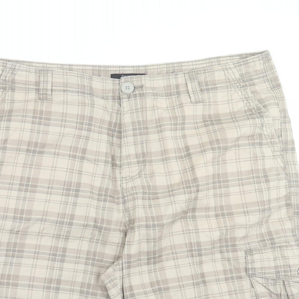 George Mens Beige Check Cotton Cargo Shorts Size 38 in L12 in Regular