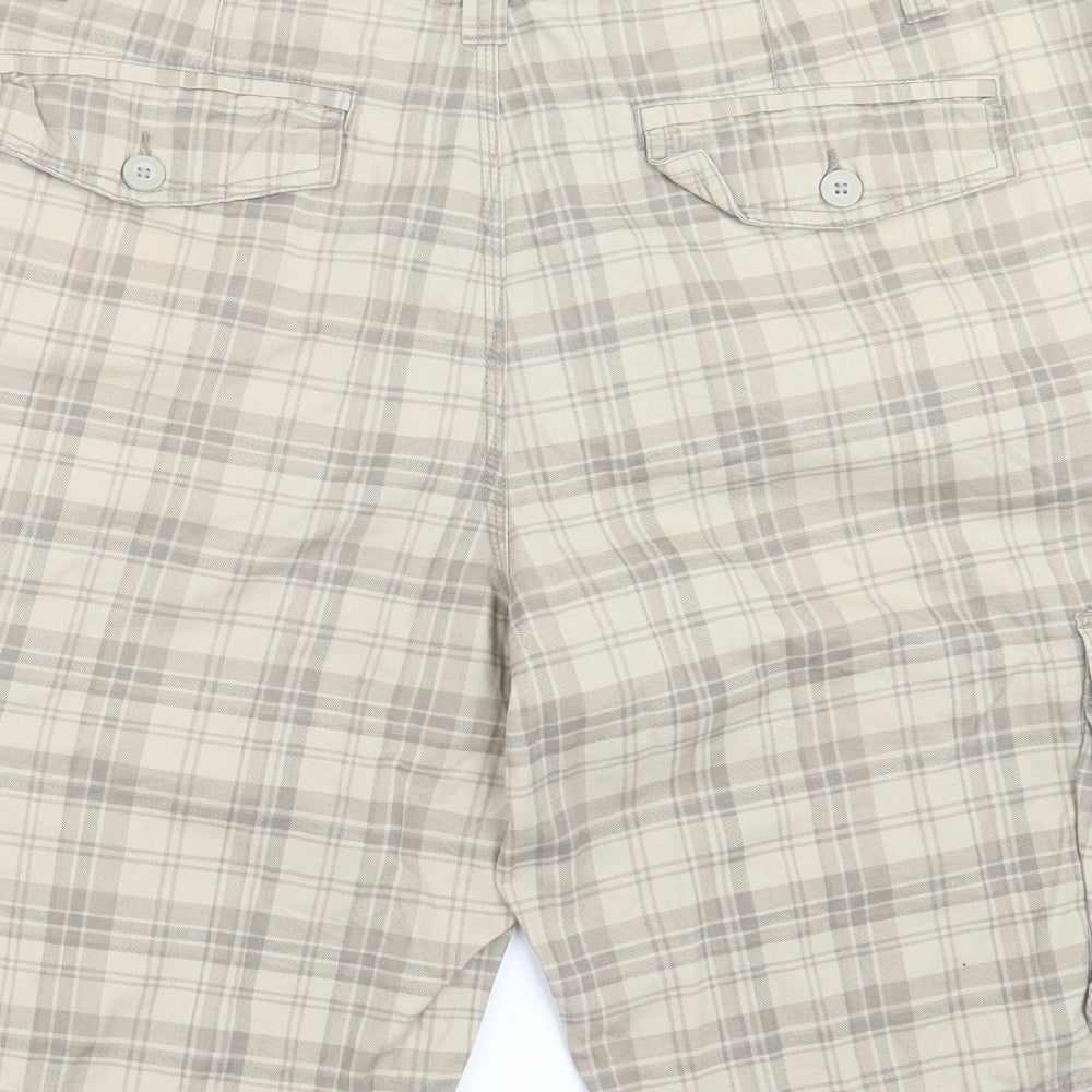George Mens Beige Check Cotton Cargo Shorts Size 38 in L12 in Regular