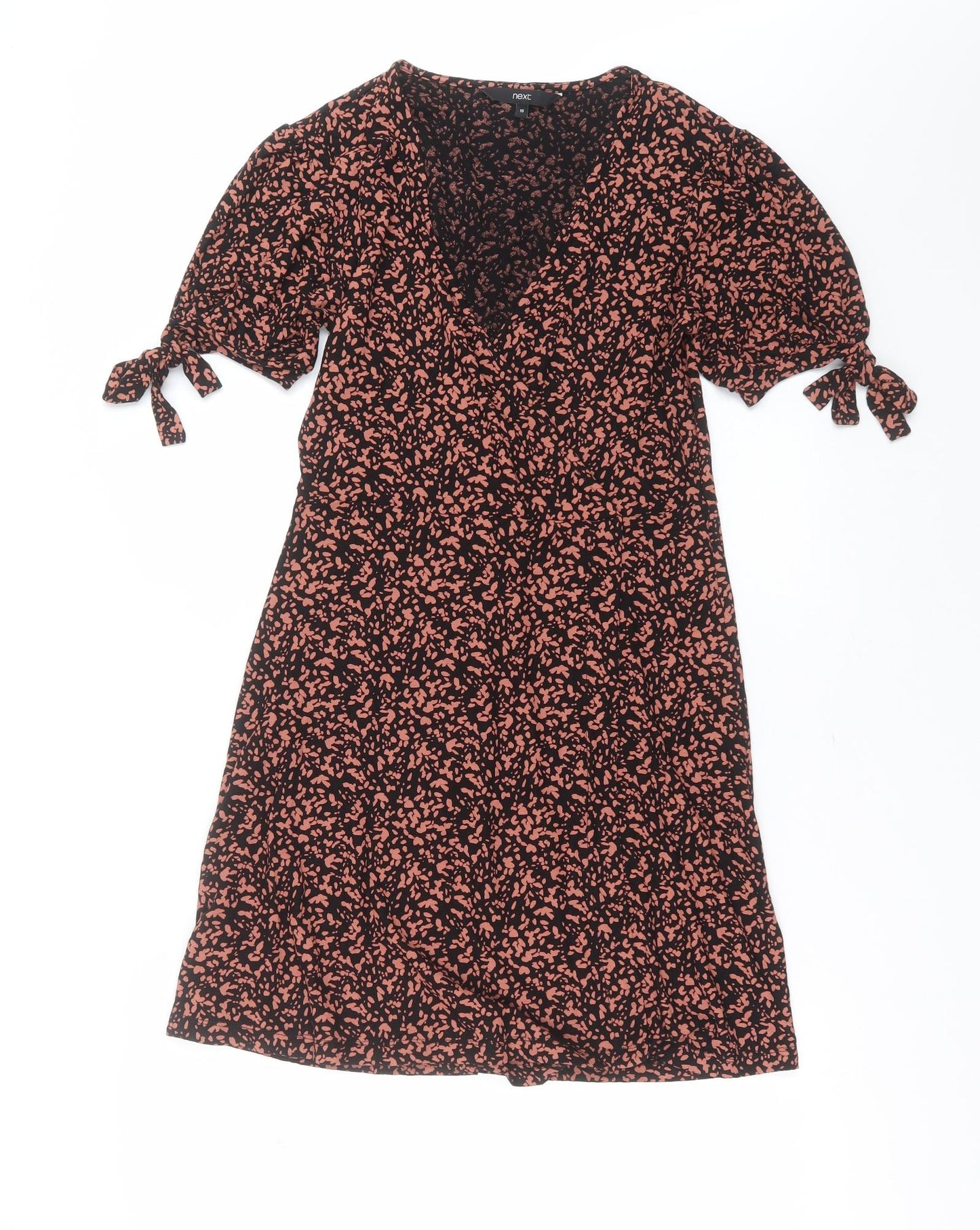 NEXT Womens Black Geometric Viscose Wrap Dress  Size 10  V-Neck