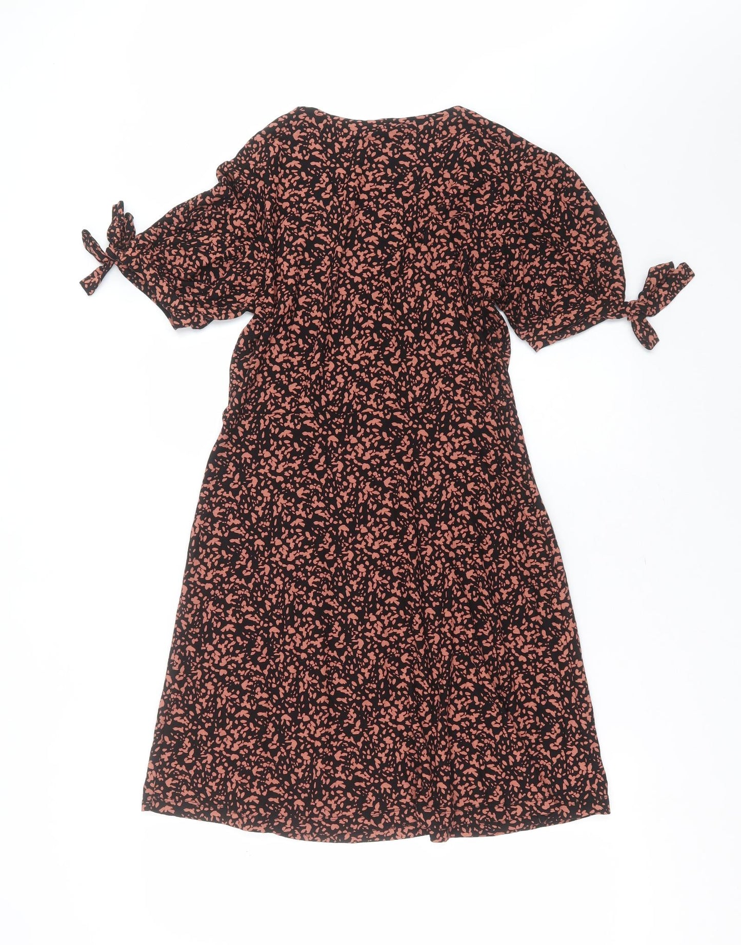 NEXT Womens Black Geometric Viscose Wrap Dress  Size 10  V-Neck