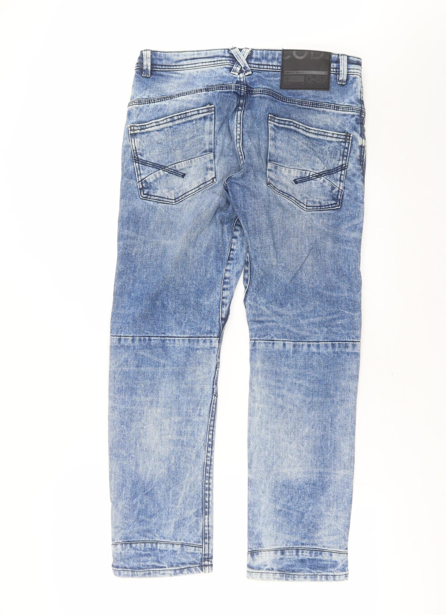 F&F Mens Blue  Cotton Straight Jeans Size 30 in L30 in Regular Button