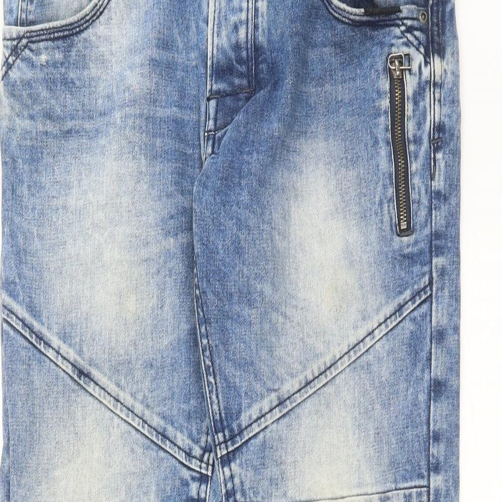 F&F Mens Blue  Cotton Straight Jeans Size 30 in L30 in Regular Button