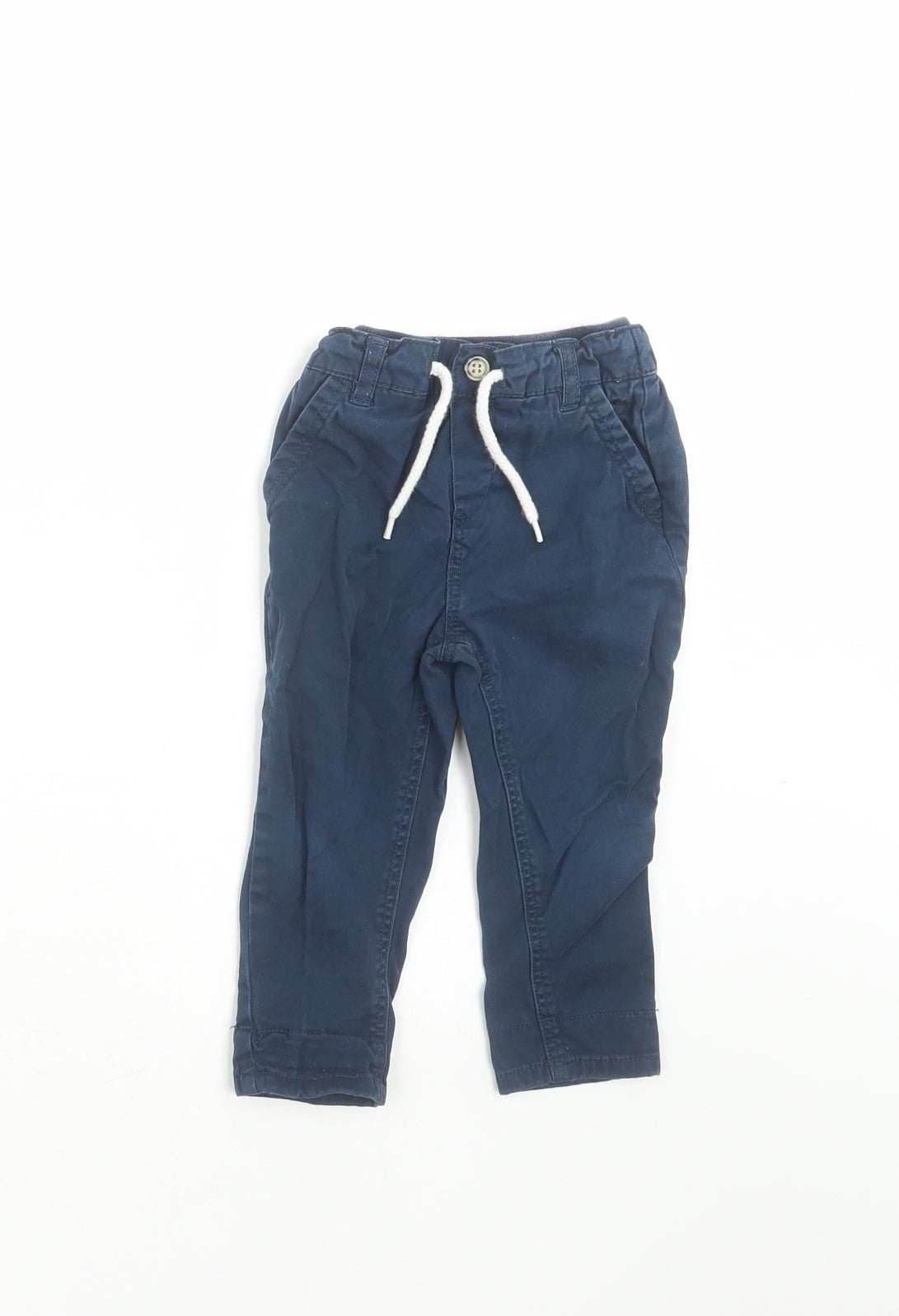 Mothercare Baby Blue  Cotton  Trousers Size 9-12 Months   - jogger waist