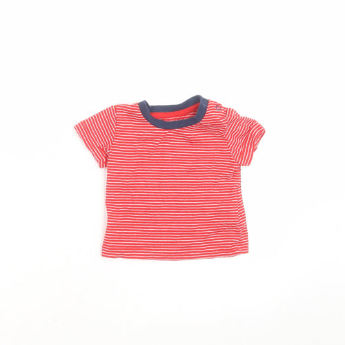 Earlydays Baby Red Striped Cotton Basic T-Shirt Size 3-6 Months Round Neck