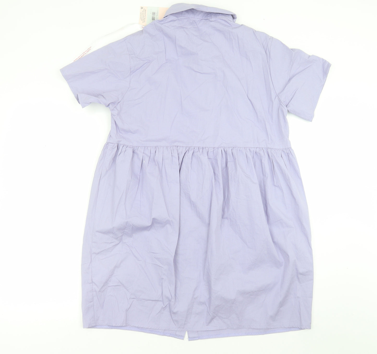 Missguided Womens Purple  Cotton Shirt Dress  Size 8  Collared Button