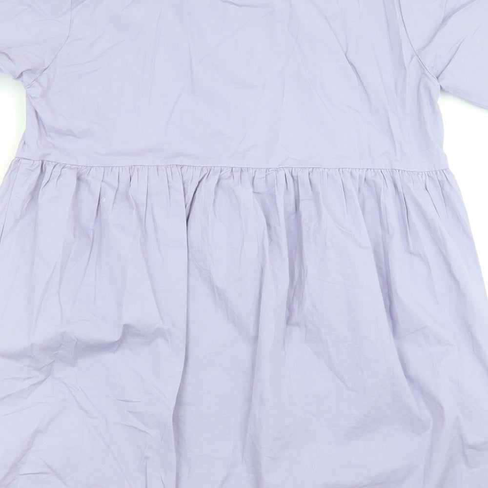 Missguided Womens Purple  Cotton Shirt Dress  Size 8  Collared Button