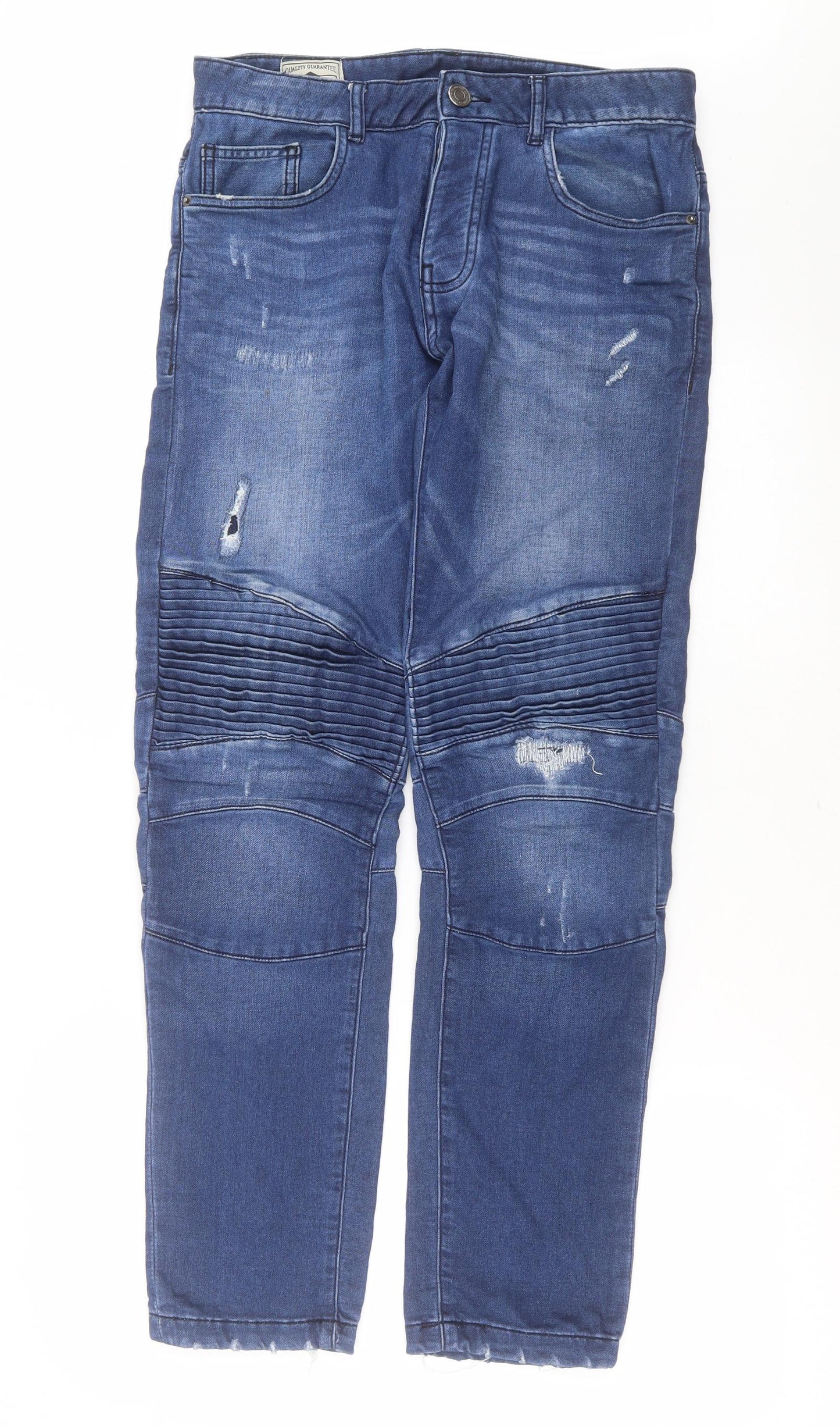 Primark Mens Blue  Cotton Straight Jeans Size 32 in L32 in Slim Button