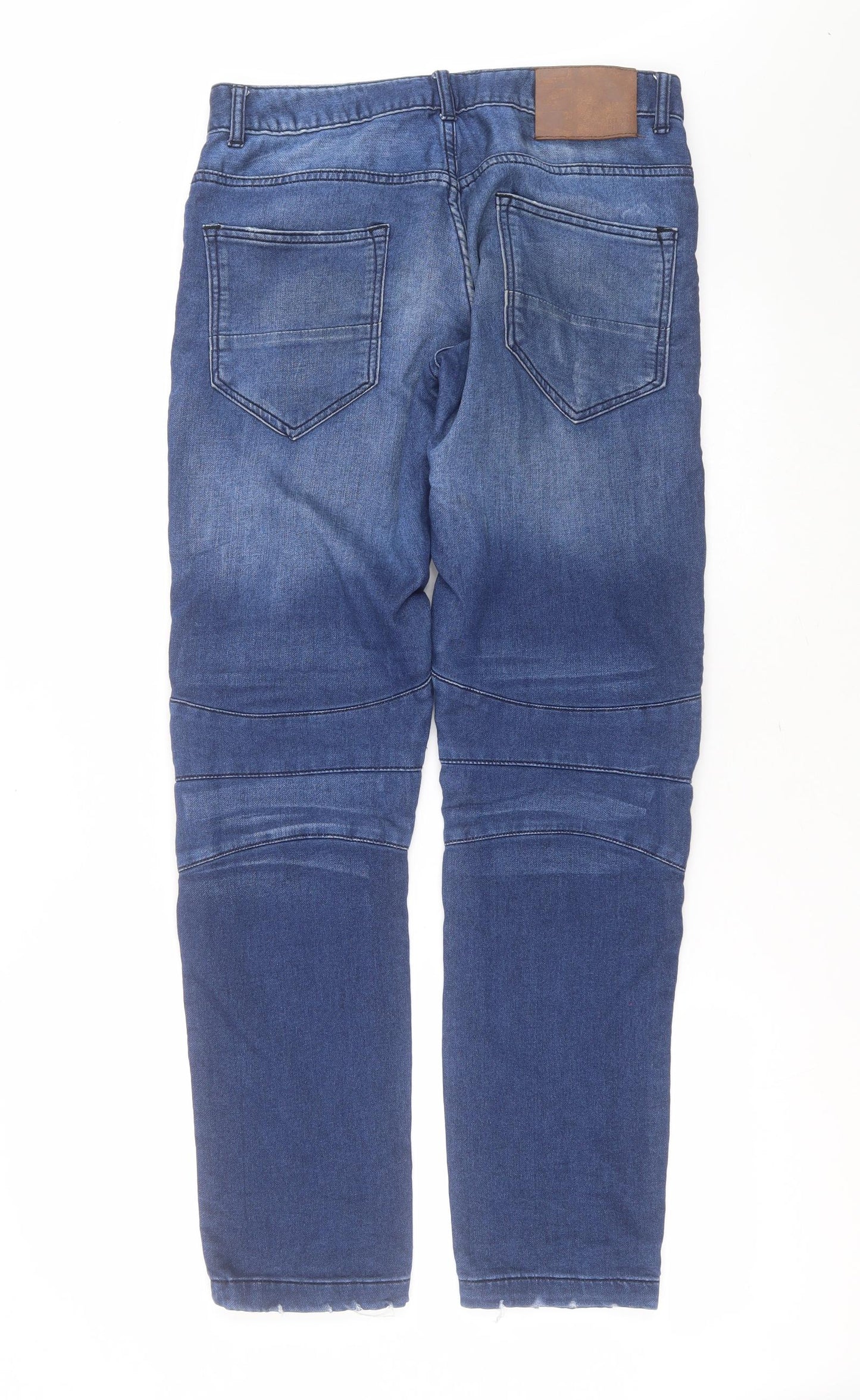 Primark Mens Blue  Cotton Straight Jeans Size 32 in L32 in Slim Button