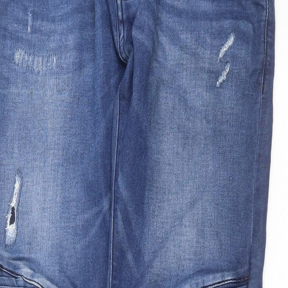Primark Mens Blue  Cotton Straight Jeans Size 32 in L32 in Slim Button