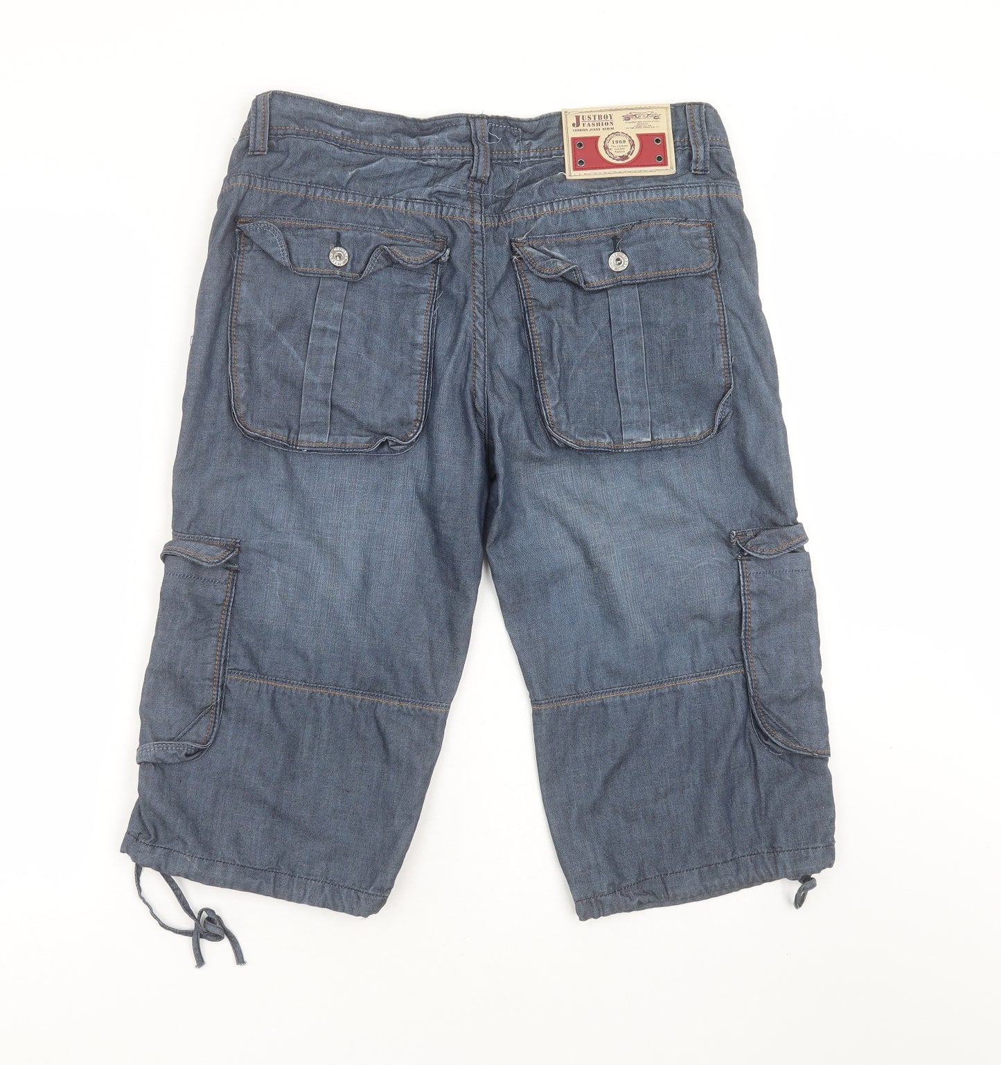 Justboy Mens Blue  Cotton Cargo Shorts Size 36 in L16 in Regular