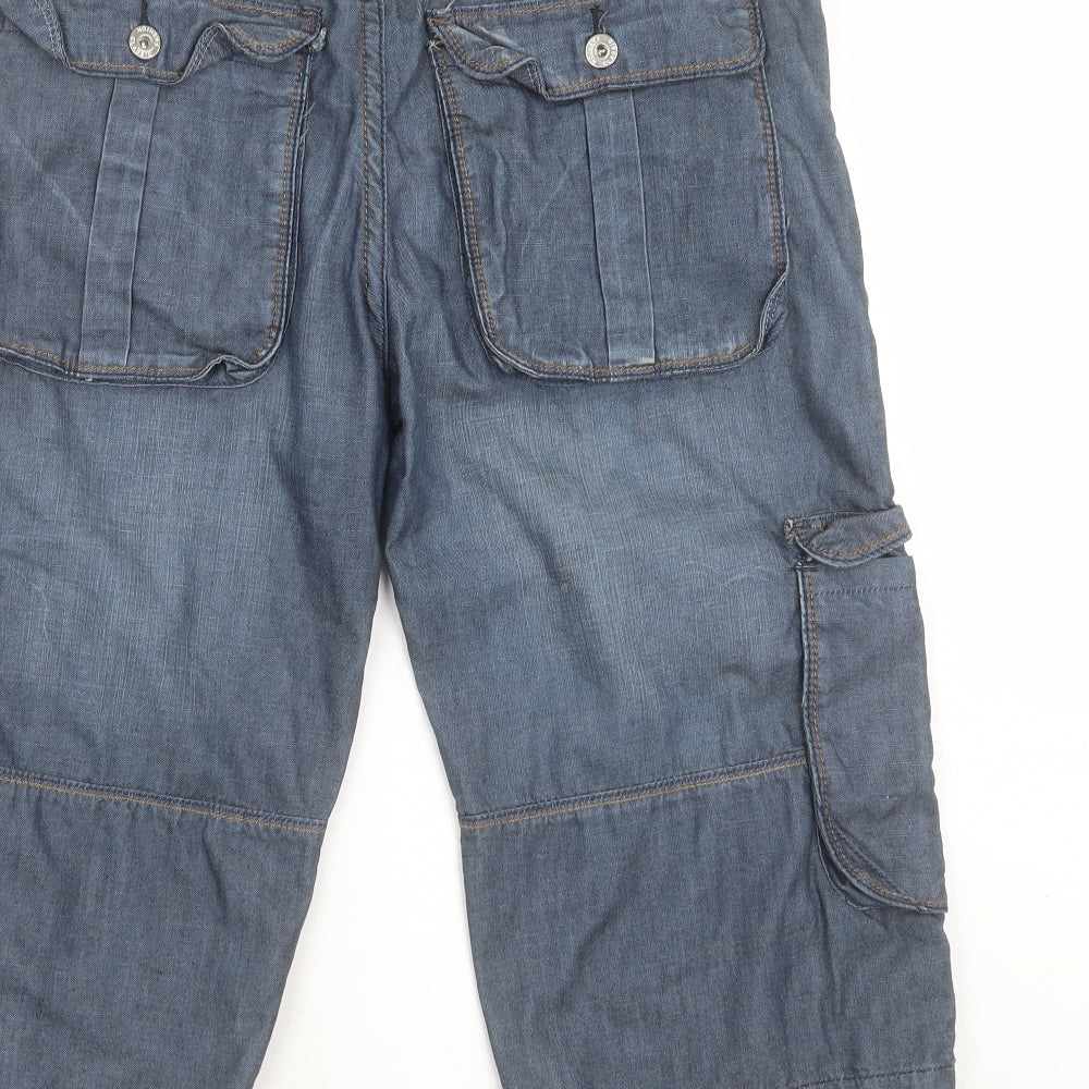 Justboy Mens Blue  Cotton Cargo Shorts Size 36 in L16 in Regular