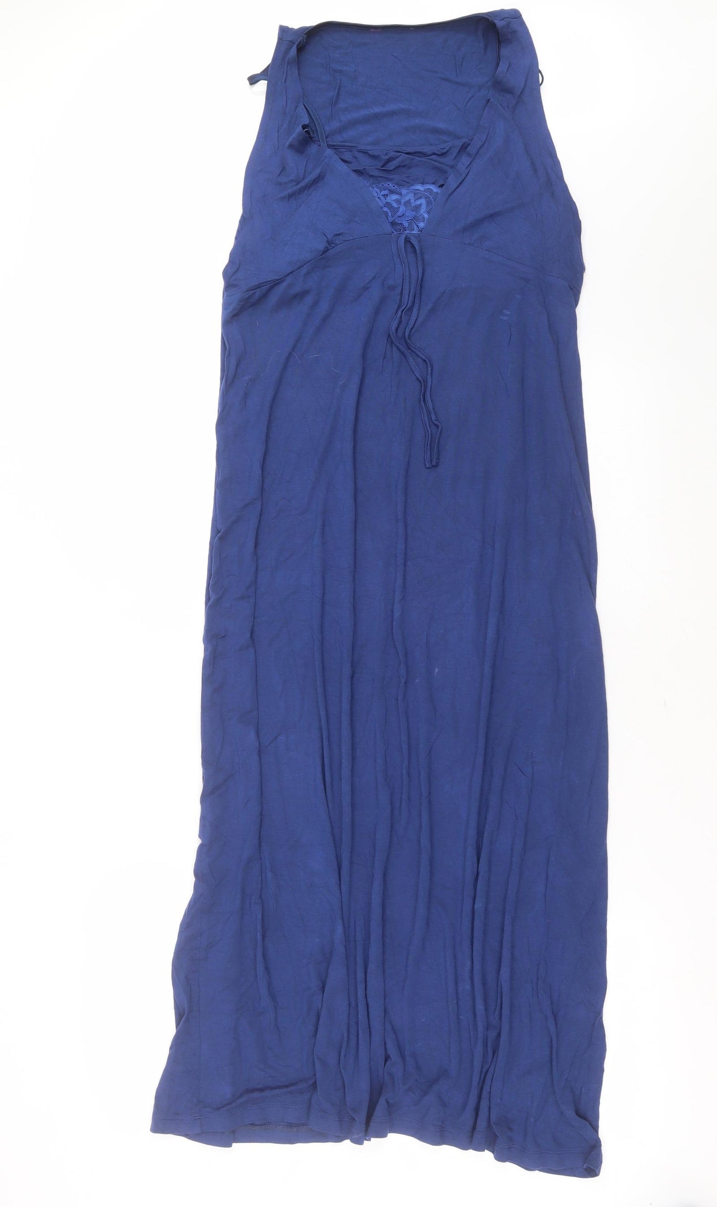 Marks and Spencer Womens Blue Solid Viscose Top Gown Size 16   - lace detail