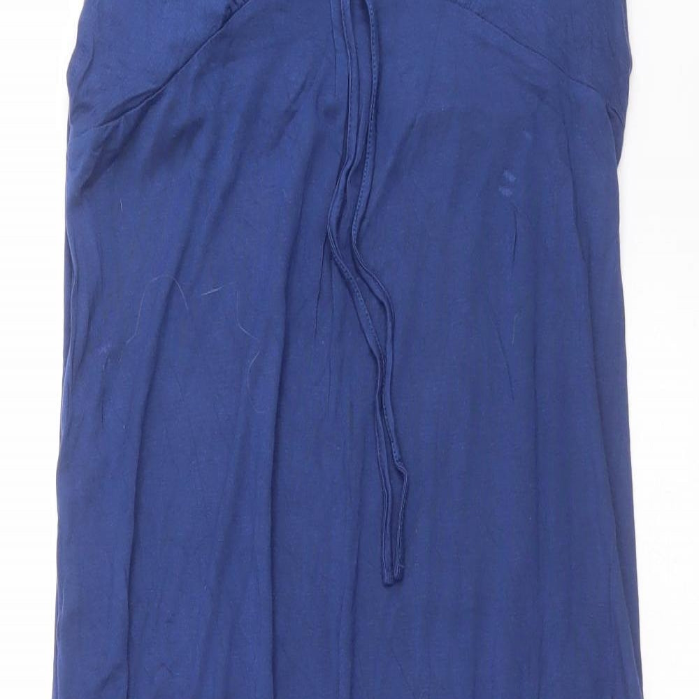 Marks and Spencer Womens Blue Solid Viscose Top Gown Size 16   - lace detail