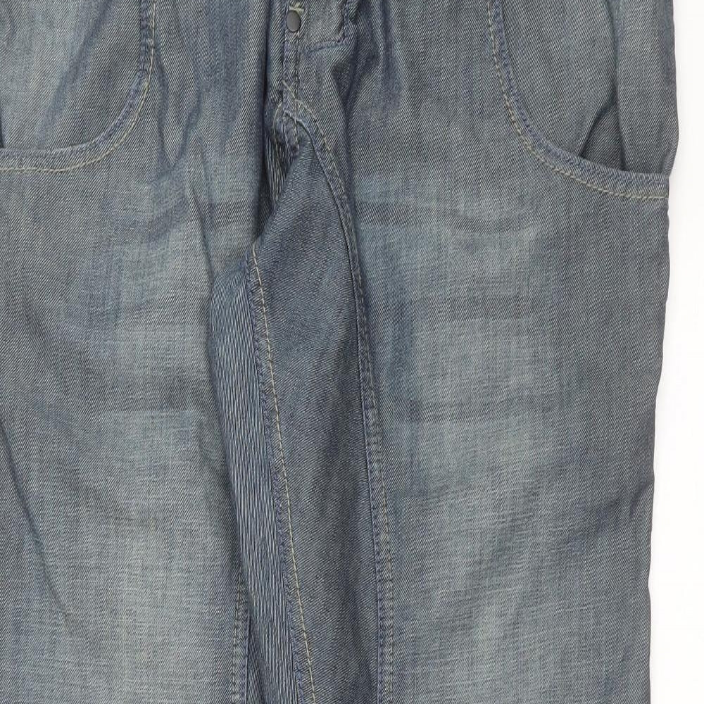 cuff denim Mens Blue  Cotton Straight Jeans Size 36 in L32 in Regular
