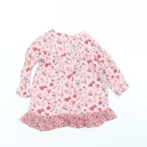 Primark Girls Pink Floral Viscose Shift  Size 12-18 Months  Round Neck