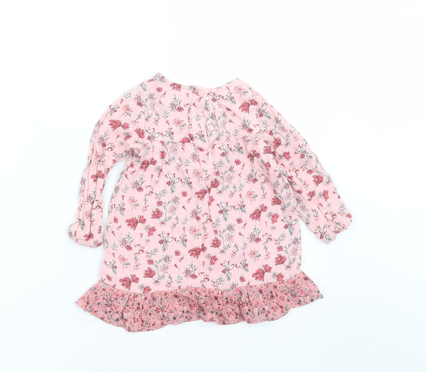 Primark Girls Pink Floral Viscose Shift  Size 12-18 Months  Round Neck